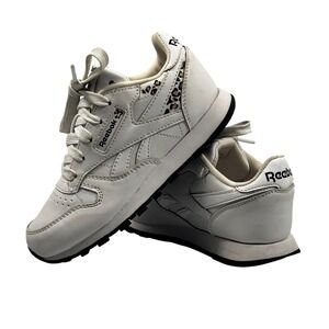 Reebok Classic Leather Girls 13 White Gray Leopard Print Sneakers